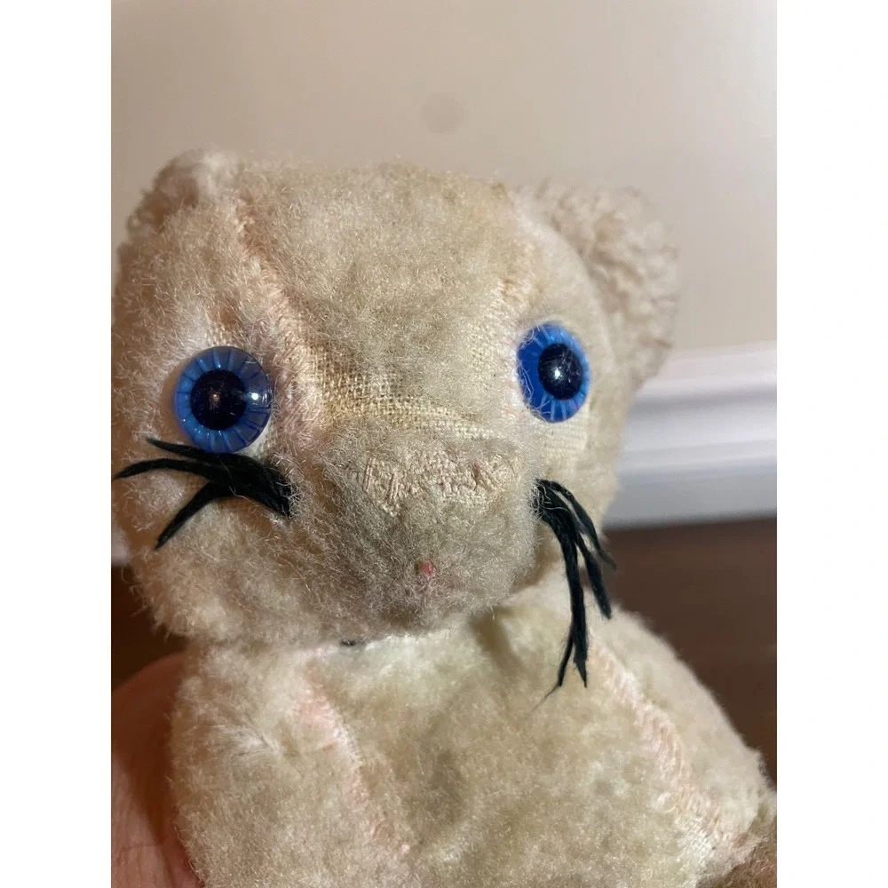 Vintage Knickerbocker Animals of Distinction Wind Up Plush Cat Blue Eyes Cream